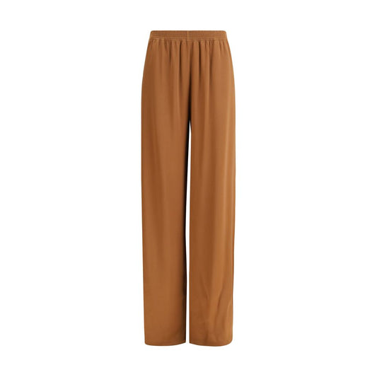 Trousers by Fabiana Filippi for women in viscose acetate beige presents a smart silhouette, meticulously detailed with a smart straight & regular-fit, a smart long, and a smart high rise.