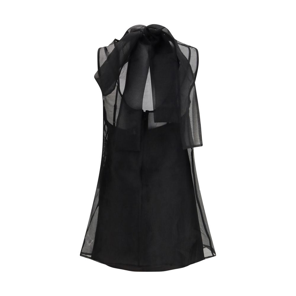 Dress by Staud for women in polyester & nylon black & transparent features an eye catching silhouette with a sophisticated , elegant , and a refined short mini for a eye catching aesthetic.
