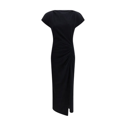 Dress by Isabel Marant for women in cotton black showcases a striking silhouette, elegantly detailed with a short-sleeve, refined boat neckline, and a striking short long for a striking finish.