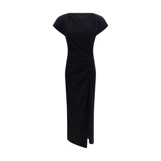 Dress by Isabel Marant for women in cotton black showcases a striking silhouette, elegantly detailed with a short-sleeve, refined boat neckline, and a striking short long for a striking finish.