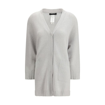 Cardigan by Fabiana Filippi for women in wool silk & capra leather gray showcases a captivating silhouette, artfully detailed with a captivating and v-neck neckline for a truly sophisticated captivating look.