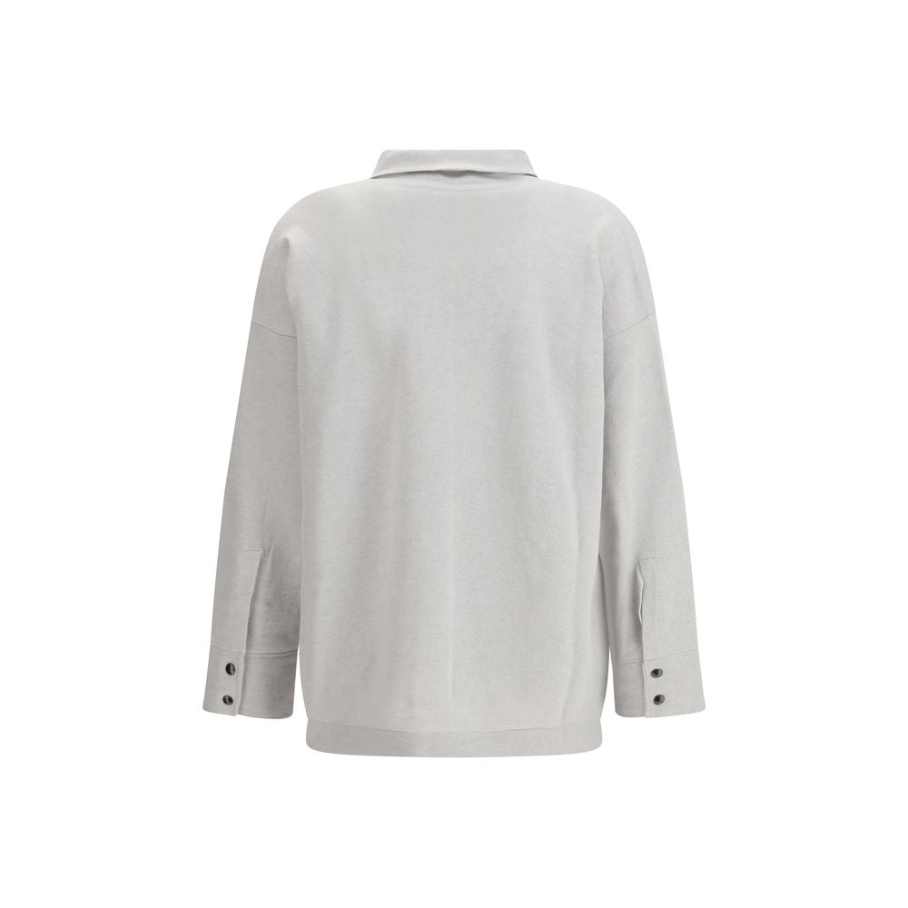 Shirt by Fabiana Filippi for women in wool silk & capra leather gray showcases a sublime silhouette, artfully detailed with a sublime and for a sophisticated, sublime finish.
