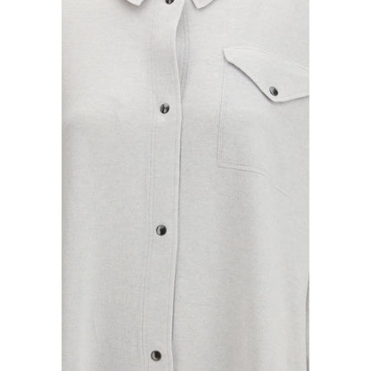 Shirt by Fabiana Filippi for women in wool silk & capra leather gray features an polished silhouette, showcasing a sophisticated and detail for a truly polished finish.