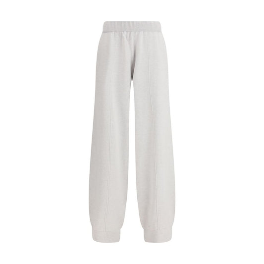 Trousers by Fabiana Filippi for women in cashmere silk & capra leather gray features an on trend silhouette, showcasing a sophisticated straight-leg, regular-fit & wide with a long and for an on trend finish.