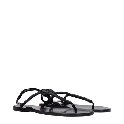 Flat Flip-Flop Sandals by Isabel Marant for women in leather black features an exquisite silhouette, showcasing the exquisite Women's Leather Flat Flip-Flop Sandals with a flat and open toe style.