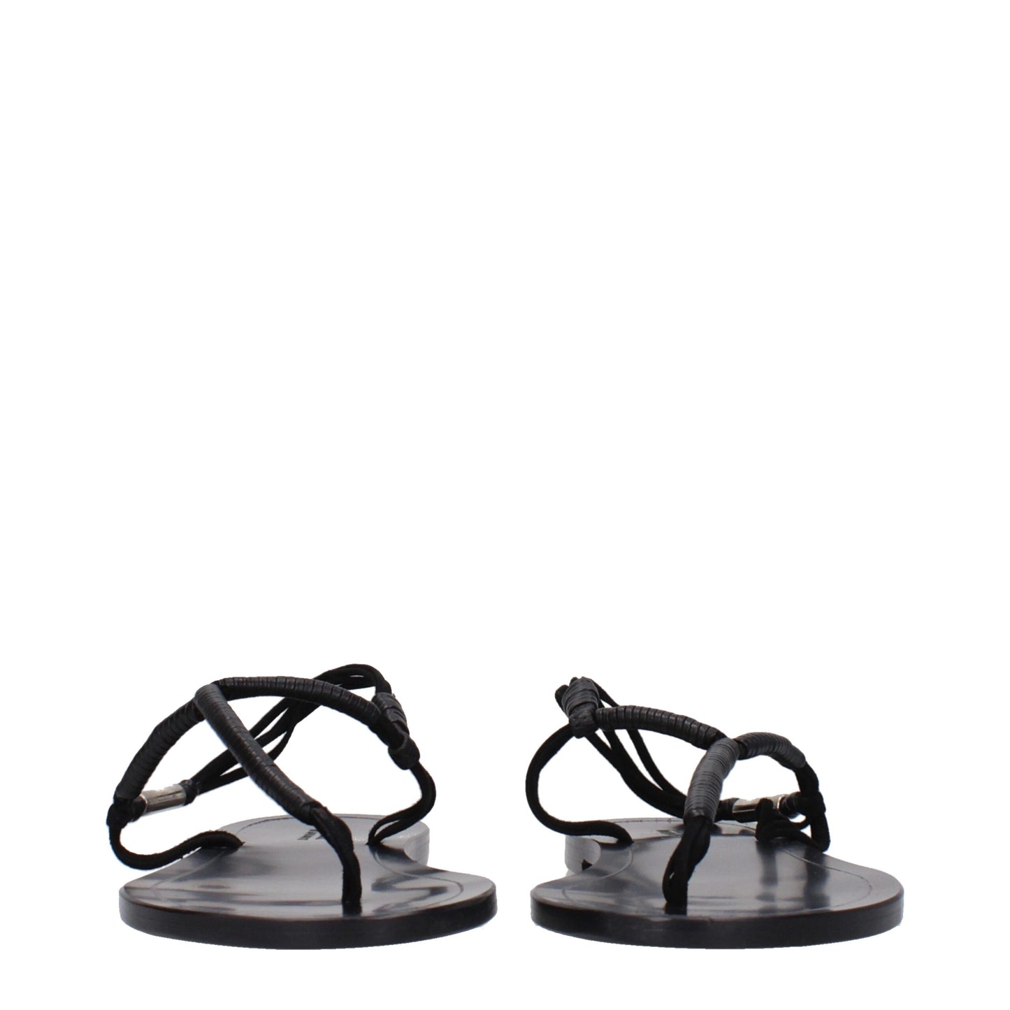 Flat Flip-Flop Sandals by Isabel Marant for women in leather black showcases a sculptural silhouette as Women's Leather Flat Flip-Flop Sandals, defined by a sculptural flat and sculptural open toe style for a sculptural look.