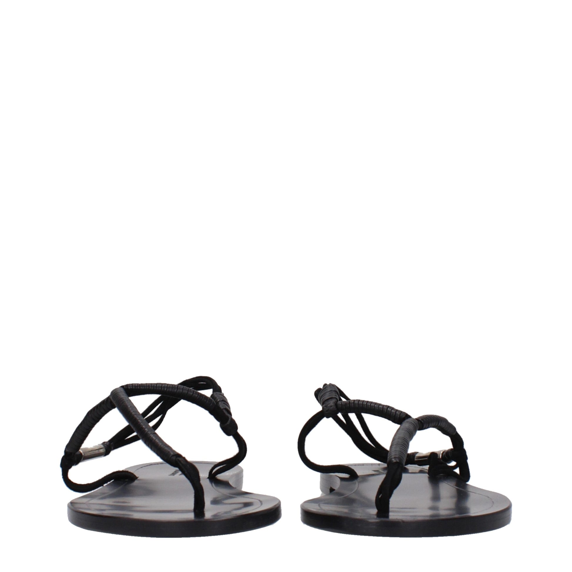 Flat Flip-Flop Sandals by Isabel Marant for women in leather black showcases a sculptural silhouette as Women's Leather Flat Flip-Flop Sandals, defined by a sculptural flat and sculptural open toe style for a sculptural look.
