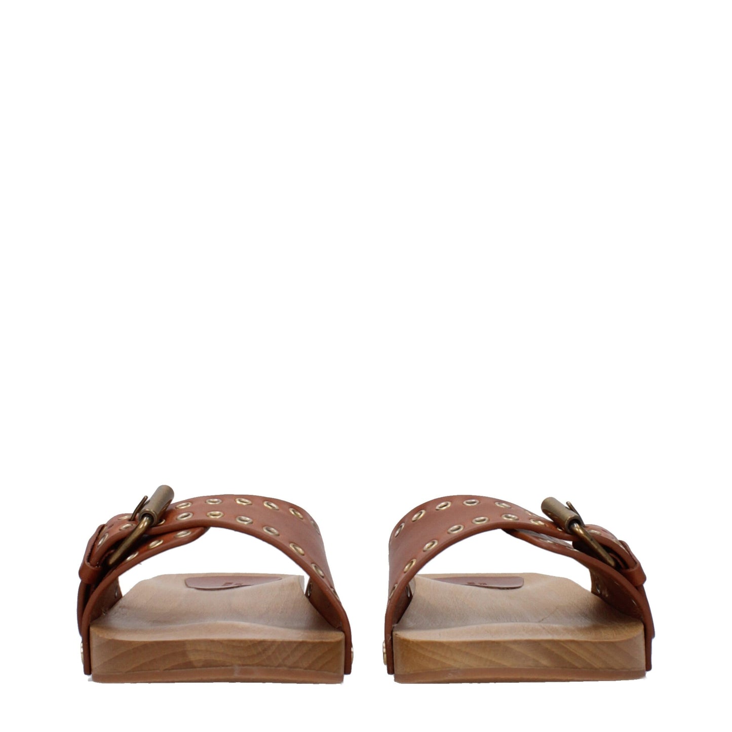 Flat Clogs Slippers by Isabel Marant for women in leather & rubber brown features an effortless chic silhouette from the Women's Leather & Rubber Flat Clogs Slippers collection, showcasing a flat and effortless chic open toe style.