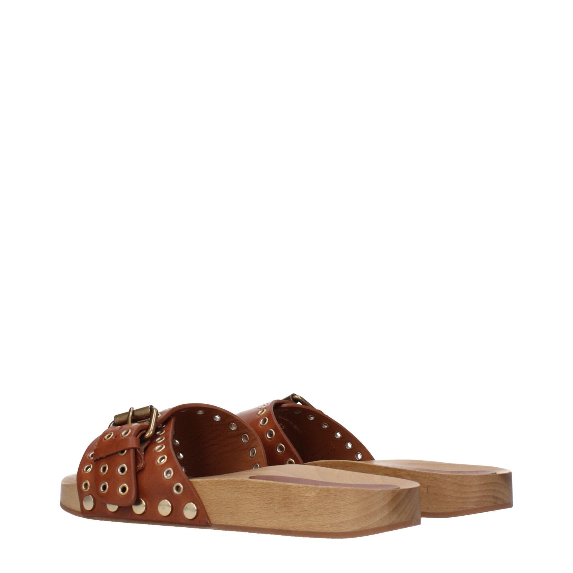 Flat Clogs Slippers from Isabel Marant for women in leather & rubber brown features a dynamic design from the Women's Leather & Rubber Flat Clogs Slippers collection, highlighting a with a and functional .