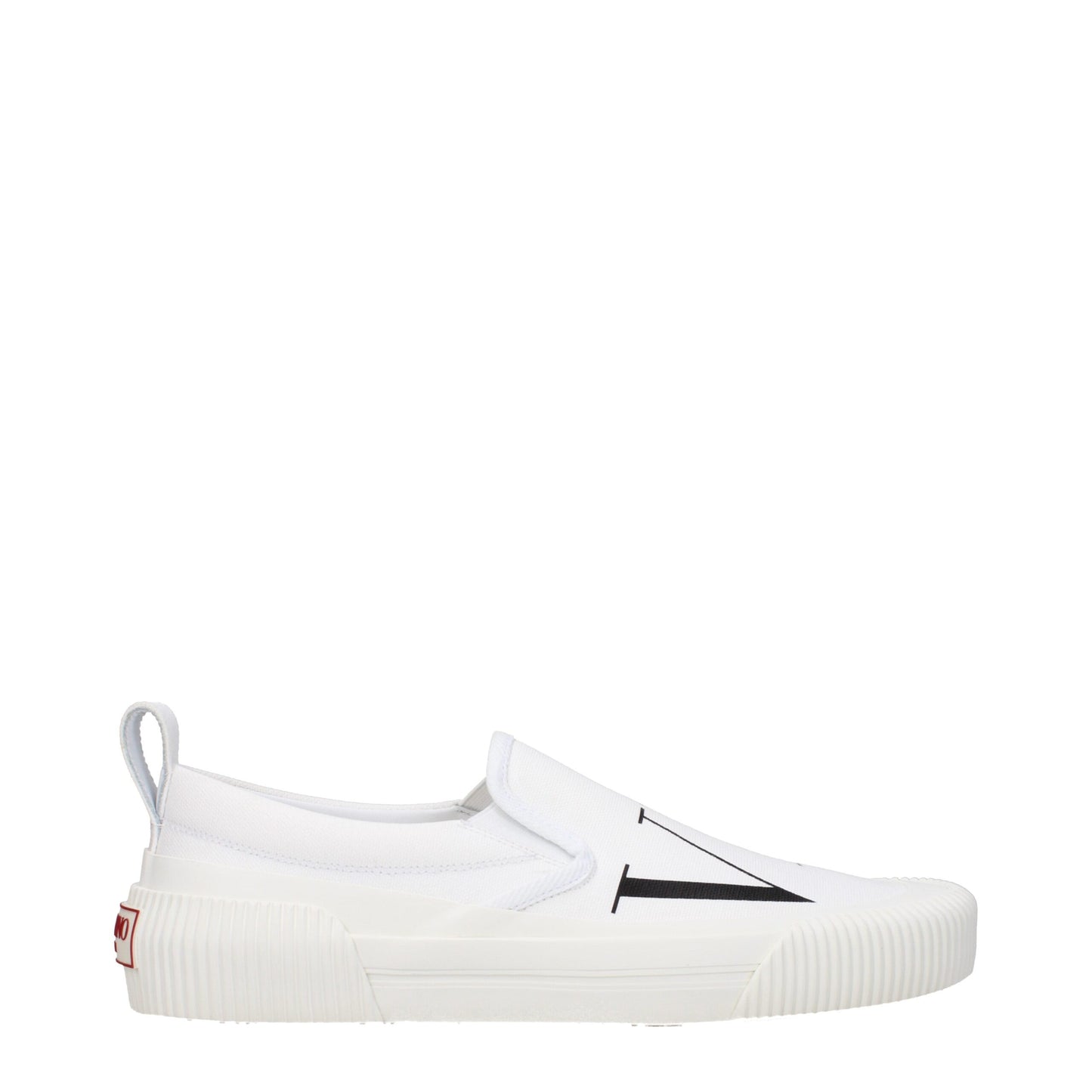Flat Loafer Slip-On Shoes by Valentino Garavani for men in rubber & fabric white showcases a resplendent Men's Rubber & Fabric Flat Loafer Slip-On Shoes aesthetic, defined by its resplendent round toe style and elegant flat.