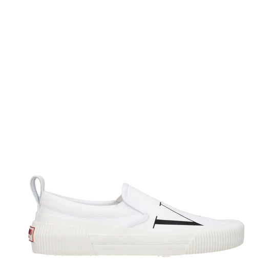 Flat Loafer Slip-On Shoes by Valentino Garavani for men in rubber & fabric white showcases a resplendent Men's Rubber & Fabric Flat Loafer Slip-On Shoes aesthetic, defined by its resplendent round toe style and elegant flat.