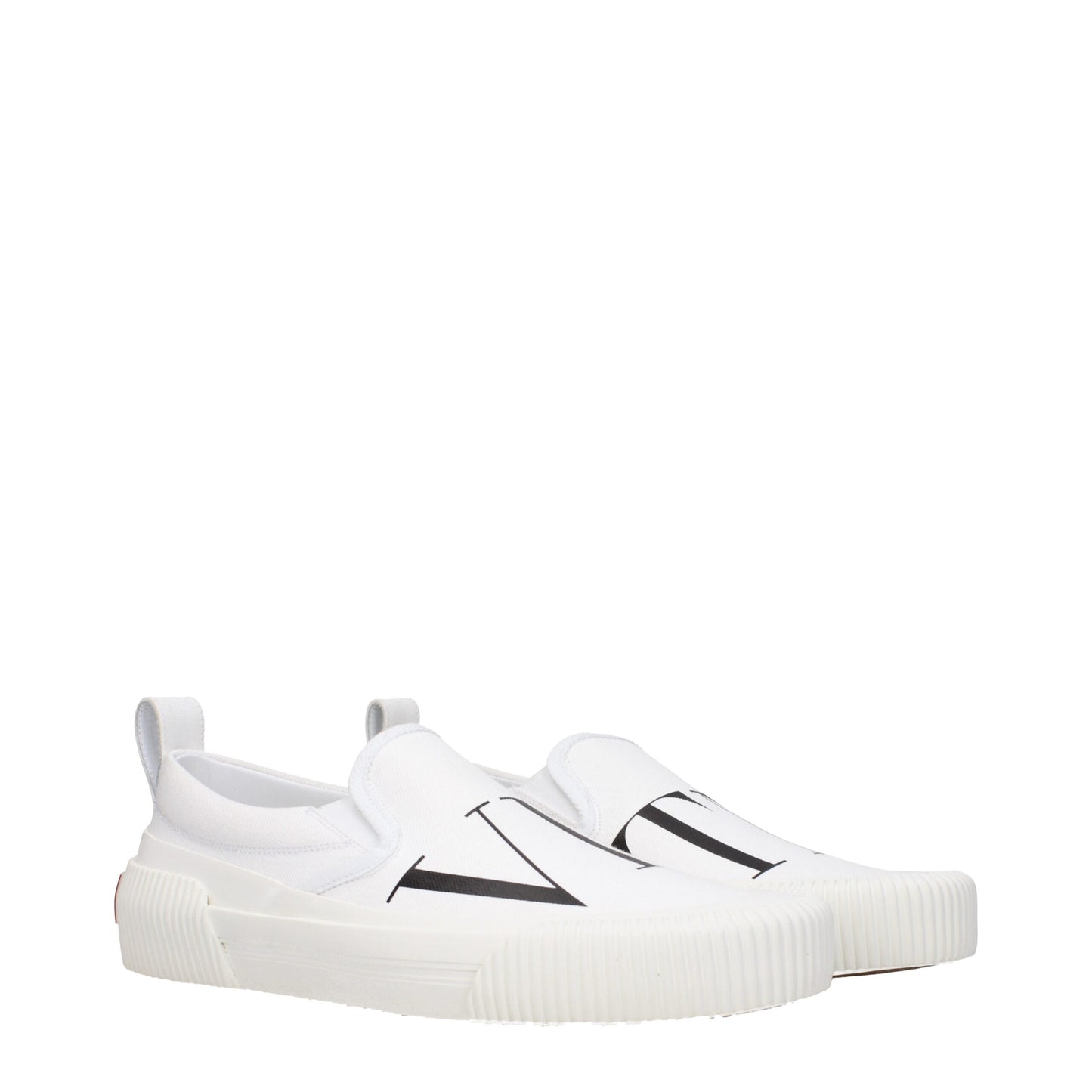 Flat Loafer Slip-On Shoes by Valentino Garavani for men in rubber & fabric white showcases a impeccable silhouette as Men's Rubber & Fabric Flat Loafer Slip-On Shoes, artfully designed with a impeccable flat and refined round toe style for a impeccable finish.