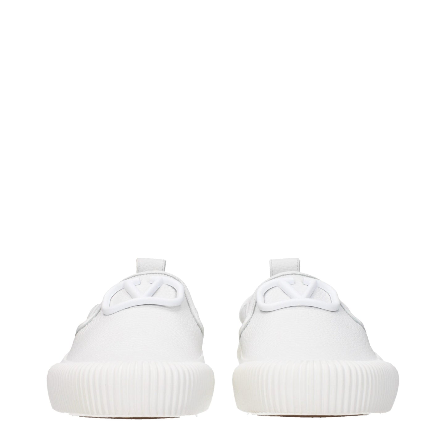 Flat Loafer Slip-On Shoes by Valentino Garavani for men in leather & rubber white features an ergonomic silhouette, perfectly showcasing Men's Leather & Rubber Flat Loafer Slip-On Shoes with its distinct flat and elegant round toe style.