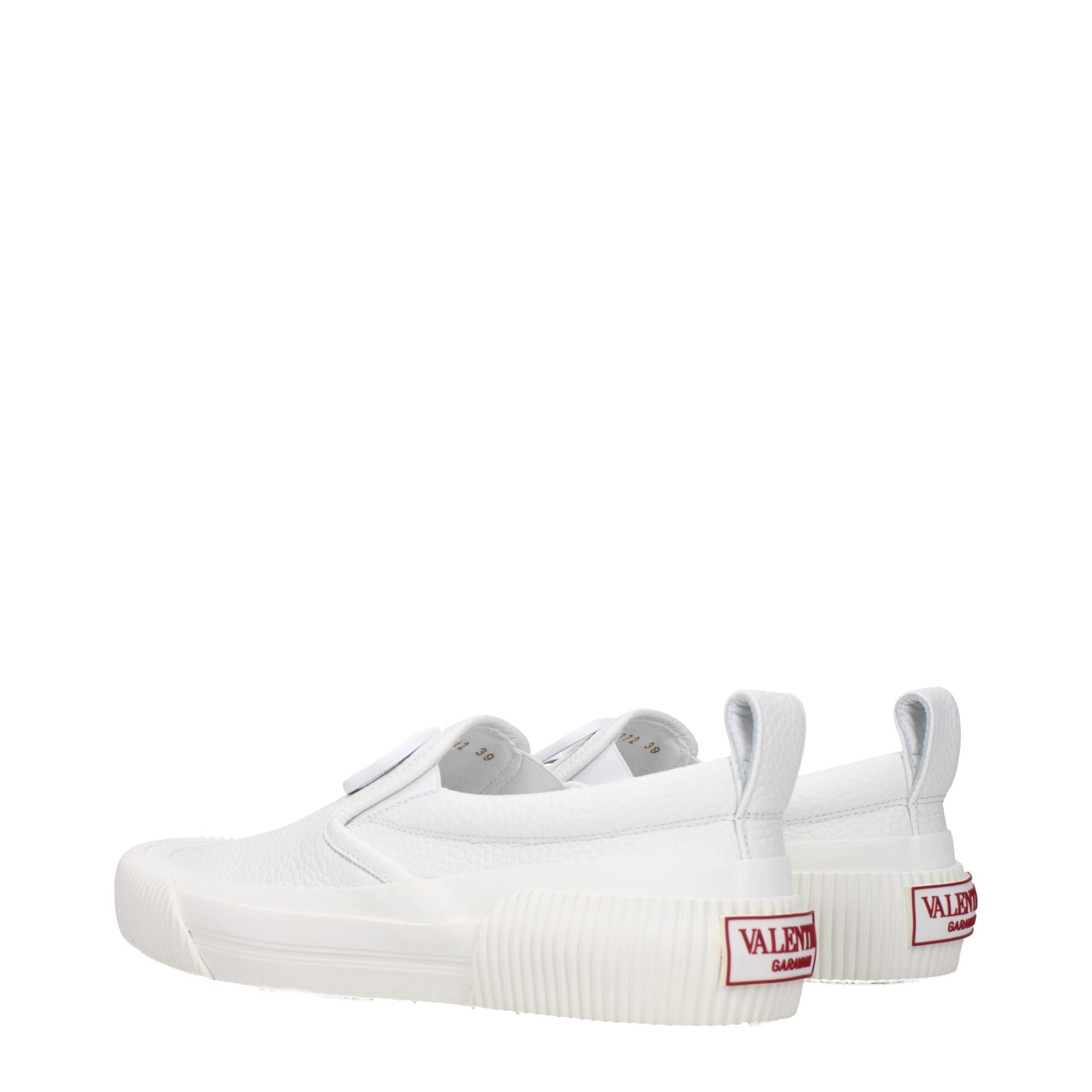 Flat Loafer Slip-On Shoes by Valentino Garavani for men in leather & rubber white showcases a resplendent Men's Leather & Rubber Flat Loafer Slip-On Shoes aesthetic, defined by its resplendent round toe style and elegant flat.