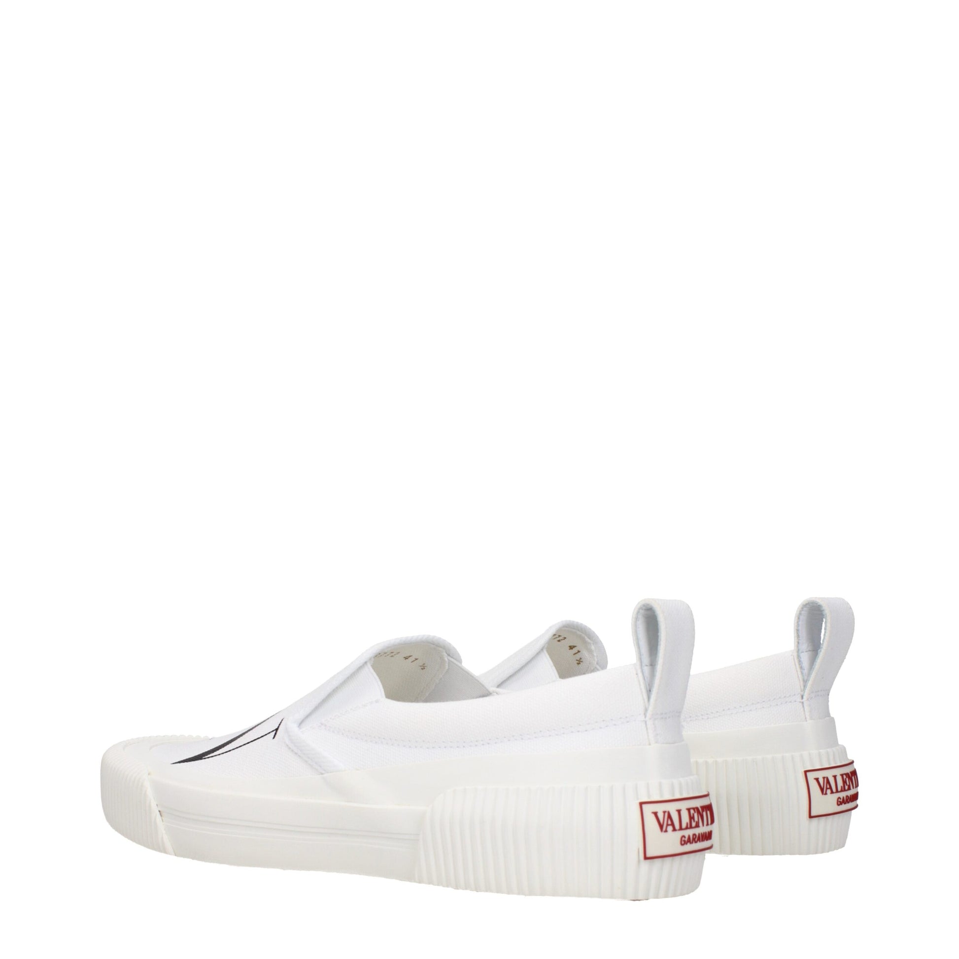 Flat Loafer Slip-On Shoes by Valentino Garavani for men in rubber & fabric white features an ergonomic silhouette, perfectly showcasing Men's Rubber & Fabric Flat Loafer Slip-On Shoes with its distinct flat and elegant round toe style.