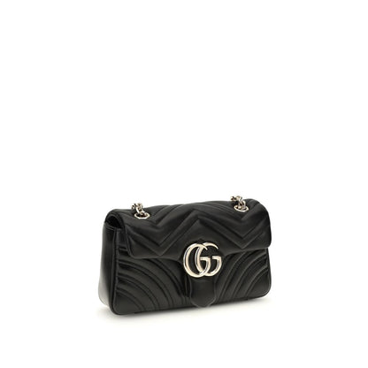 Small Shoulder Flap Bag by Gucci for women in bos taurus nappa leather black, gold, red, patterned & chevron features a distinguished silhouette, showcasing a secure flap and distinguished with versatile shoulder-strap for a distinguished finish.
