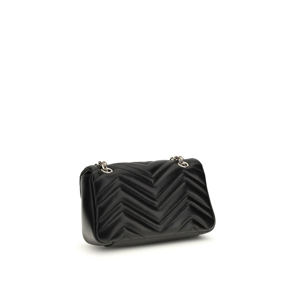 Small Shoulder Flap Bag by Gucci for women in bos taurus nappa leather black, gold, red, patterned & chevron showcases a enviable silhouette, artfully detailed with a secure flap, organized , and versatile shoulder-strap for a enviable look.