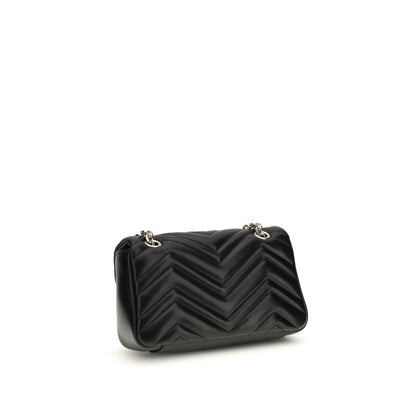 Small Shoulder Flap Bag by Gucci for women in bos taurus nappa leather black, gold, red, patterned & chevron showcases a enviable silhouette, artfully detailed with a secure flap, organized , and versatile shoulder-strap for a enviable look.