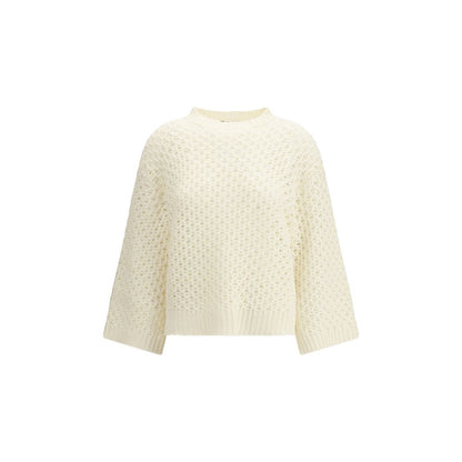 Sweatshirt by Fabiana Filippi for women in polyester capra leather & wool cream features an enviable silhouette, showcasing a premium and refined crew neckline for a truly enviable finish.