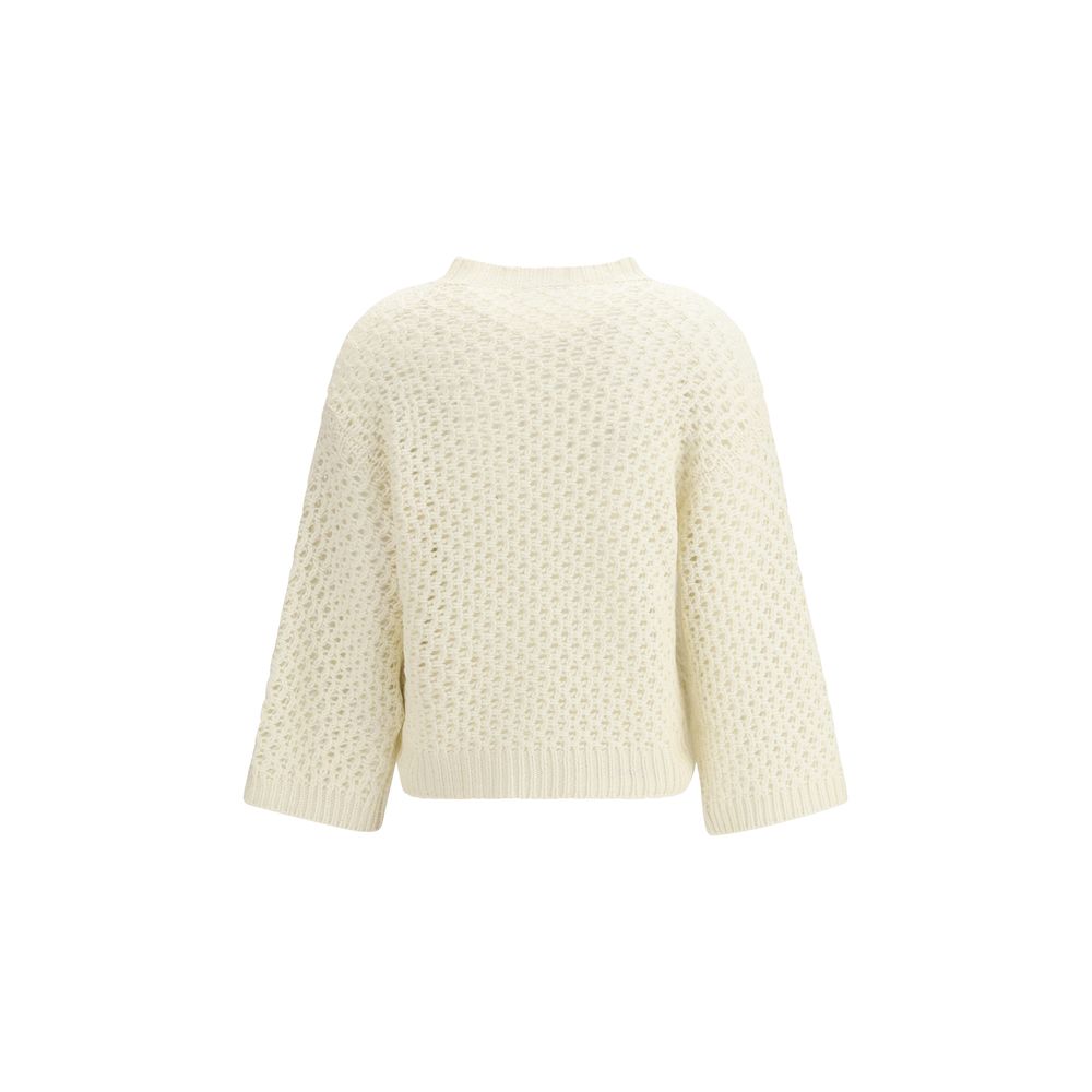 Sweatshirt by Fabiana Filippi for women in polyester capra leather & wool cream features a unrivaled silhouette with a refined crew neckline and unrivaled detailing for a sophisticated look.