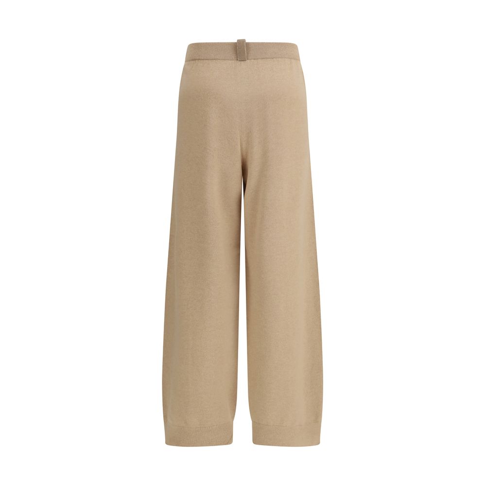 Trousers by Fabiana Filippi for women in cashmere silk & capra leather beige features an sartorial silhouette, showcasing a precise straight-leg, regular-fit & wide and long with a sartorial for a refined look.
