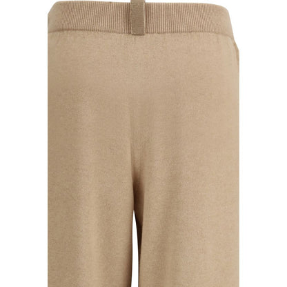 Trousers by Fabiana Filippi for women in cashmere silk & capra leather beige features a tailored silhouette with a tailored straight-leg, regular-fit & wide, defined by its long and a sophisticated .