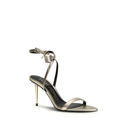 Stiletto Ankle Strap Sandals by Tom Ford for women in bos taurus calf leather gold & signature features an statuesque Women's Bos Taurus Calf Leather Stiletto Ankle Strap Sandals silhouette with a refined stiletto and elegant pointed toe style.