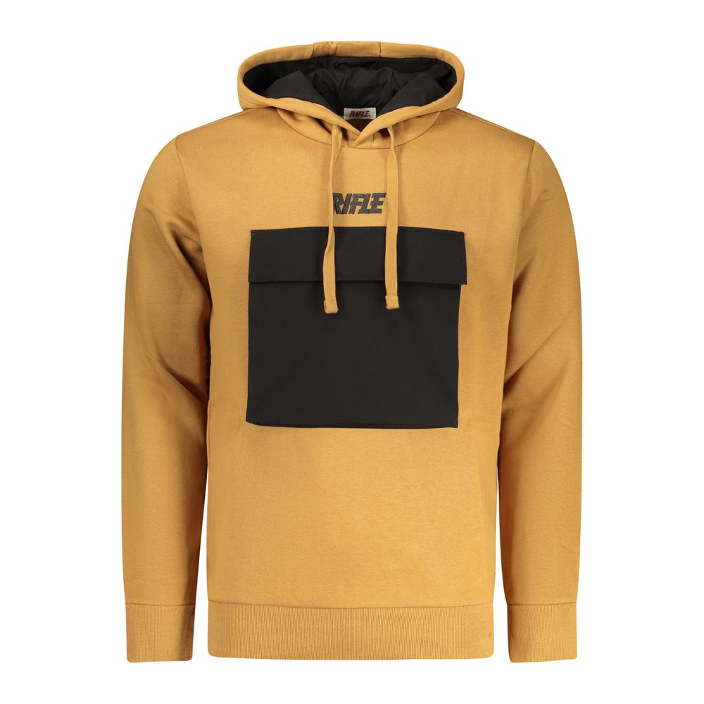 Hooded Sweatshirt Hoodie by Rifle for men in cotton polyester brown, signature & print features an dramatic silhouette, showcasing a sophisticated hooded neckline and dramatic for a refined, modern aesthetic.