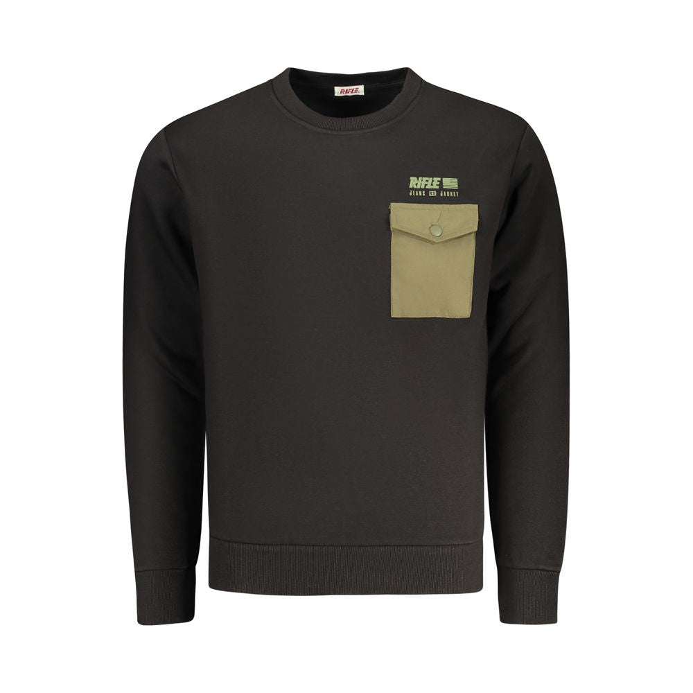 Sweatshirt by Rifle for men in cotton polyester black & print features a unrivaled silhouette with a refined and unrivaled detailing for a sophisticated look.
