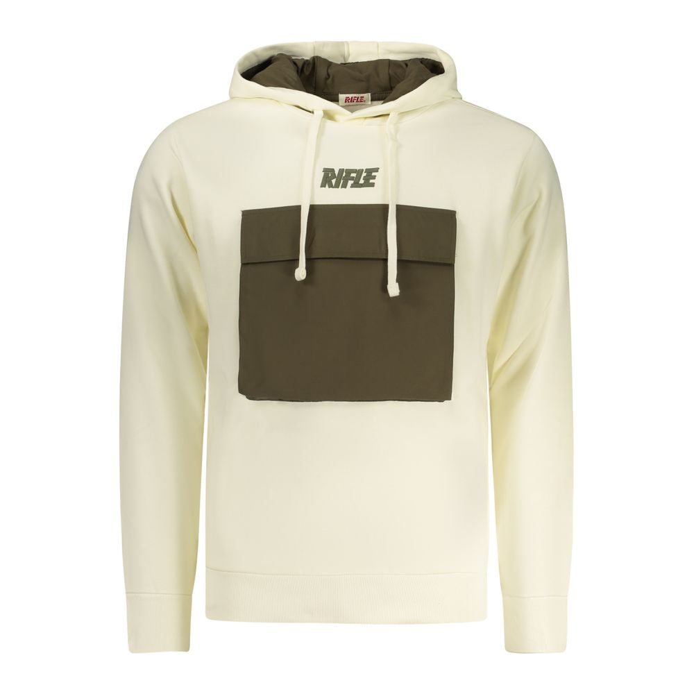 Hooded Sweatshirt Hoodie by Rifle for men in cotton polyester canvas white features an avant-garde silhouette, showcasing a sophisticated hooded neckline and detail for a truly avant-garde finish.