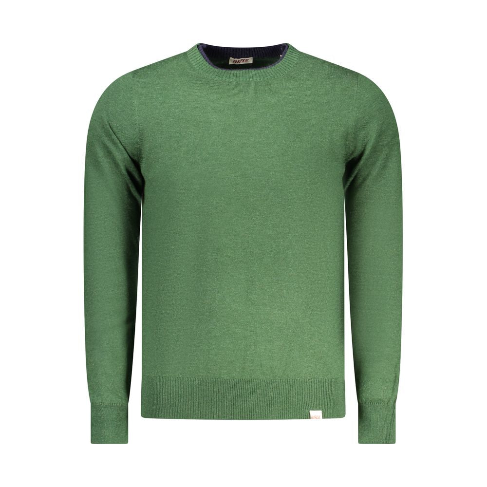 Sweatshirt by Rifle for men in lana wool nylon & polyester green features an provocated silhouette, detailed with a provocated and a refined crew neckline for a sophisticated aesthetic.