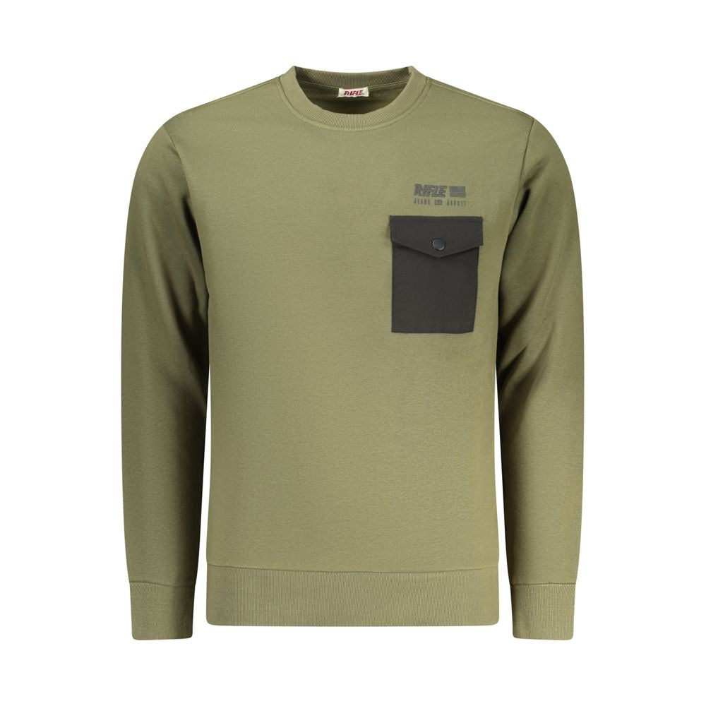 Sweatshirt by Rifle for men in cotton polyester green & print presents a smart casual silhouette, featuring a smart casual and for a sophisticated look.