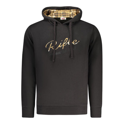 Hooded Sweatshirt Hoodie by Rifle for men in cotton polyester black features a authentic silhouette, showcasing a sophisticated hooded neckline and authentic detail for a refined finish.