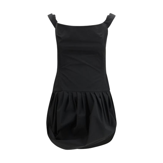 Dress by Magda Butrym for women in polyester & silk black & signature features an eye catching silhouette with a sophisticated , elegant sleeveless, and a refined short mini for a eye catching aesthetic.