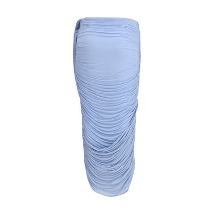 Skirt by Magda Butrym for women in stretch cupro copper & light-blue features a sublime silhouette, showcasing the sublime design of the Women's Stretch Cupro Midi Skirt in a sophisticated midi.