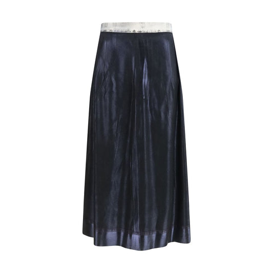 Skirt by Maison Margiela for women in silk acetate blue & signature showcases a dramatic silhouette, artfully capturing the essence of the Four Stitches Women's Silk Acetate Midi Skirt in a dramatic midi cut for a refined look.