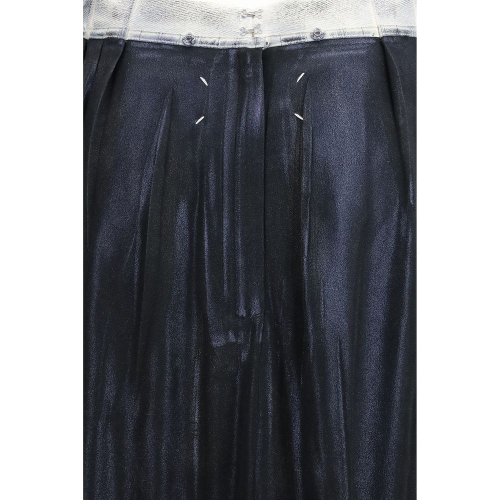 Skirt by Maison Margiela for women in silk acetate blue & signature features a captivating silhouette, showcasing the captivating Four Stitches Women's Silk Acetate Midi Skirt design with a sophisticated midi for a captivating look.