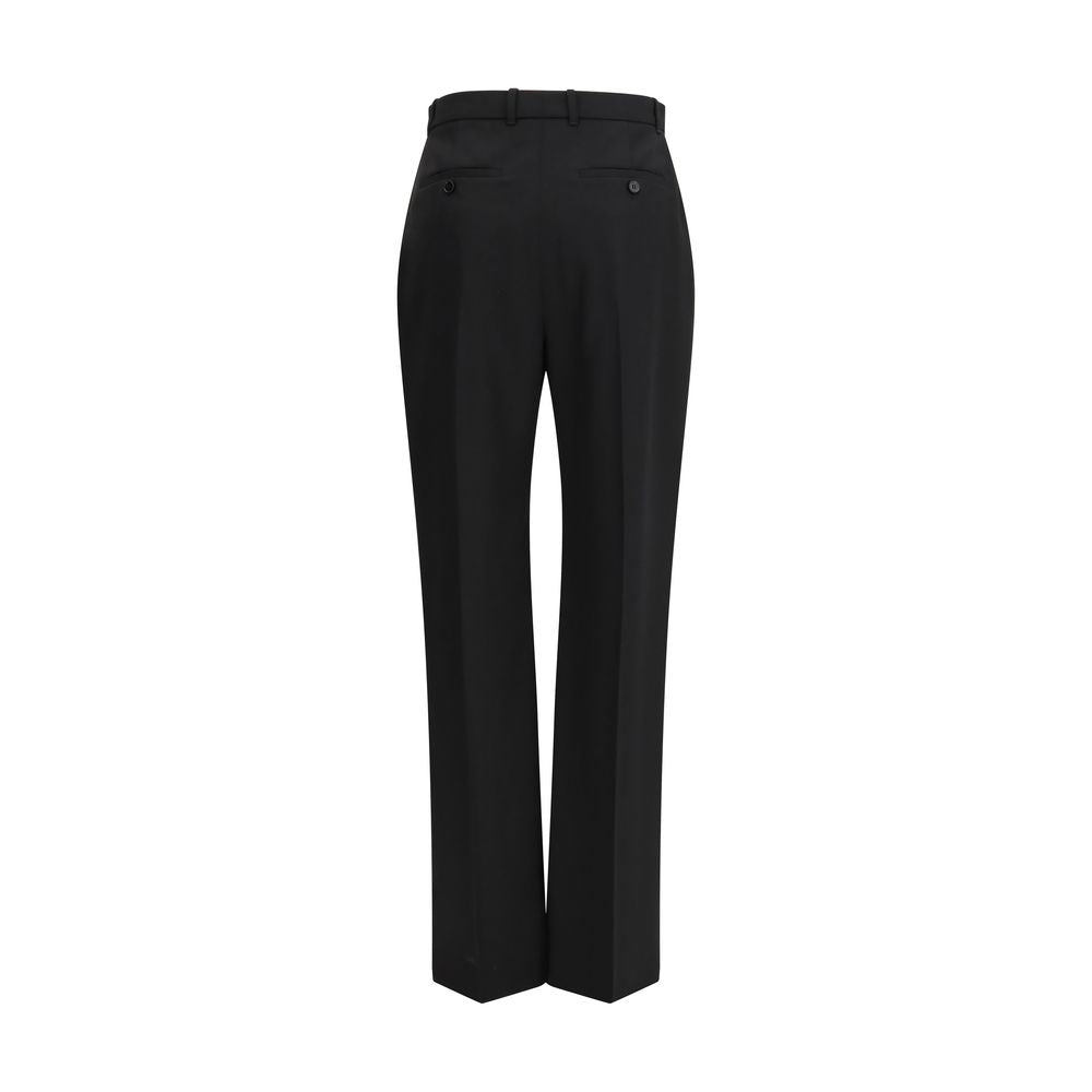 Trousers by Alexander McQueen for women in cotton black features an sartorial silhouette, showcasing a precise straight-leg & regular-fit and long with a sartorial for a refined look.