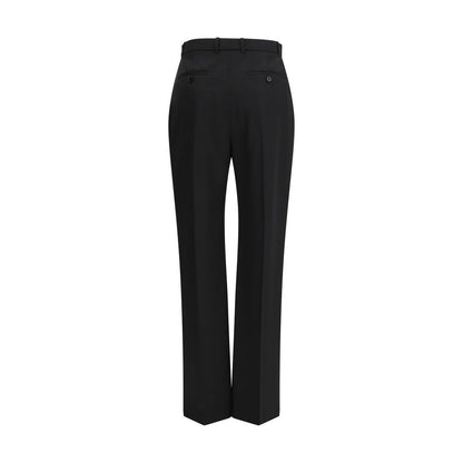 Trousers by Alexander McQueen for women in cotton black features an sartorial silhouette, showcasing a precise straight-leg & regular-fit and long with a sartorial for a refined look.