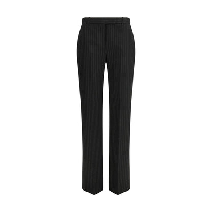 Trousers by Alexander McQueen for women in wool black, patterned & pinstripe presents a smart silhouette, meticulously detailed with a smart regular-fit, a smart long, and a smart .