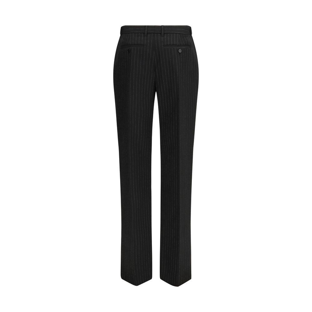 Trousers by Alexander McQueen for women in wool black, patterned & pinstripe features a tailored silhouette with a tailored regular-fit, defined by its long and a sophisticated .