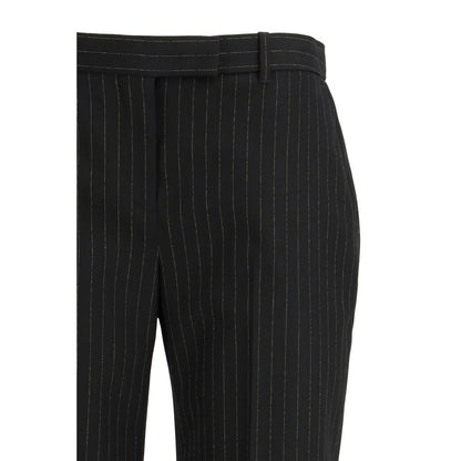 Trousers by Alexander McQueen for women in wool black, patterned & pinstripe features a artisanal silhouette, showcasing a sophisticated regular-fit with a long and for a artisanal finish.