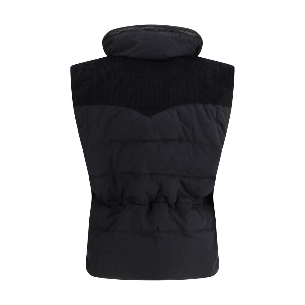 Vest by Isabel Marant Étoile for women in polyamide cotton polyester corduroy black features a enviable silhouette, elegantly detailed with a enviable high-neck neckline and functional pockets & insulated for a enviable finish.