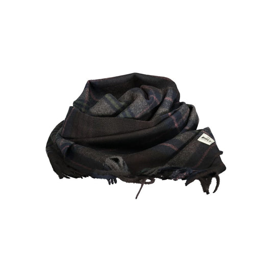 Scarf by Rifle for men in polyester & viscose black, patterned & tartan showcases a ethereal silhouette, artfully capturing the essence of the ethereal Polyester & Viscose Scarf design for a sophisticated look.