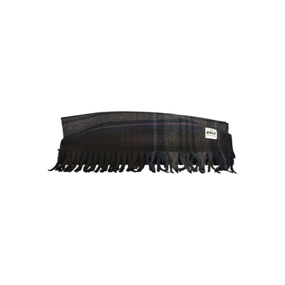 Scarf by Rifle for men in polyester & viscose black, patterned & tartan features a ethereal silhouette, artfully capturing the essence of the ethereal Polyester & Viscose Scarf design for a sophisticated look.