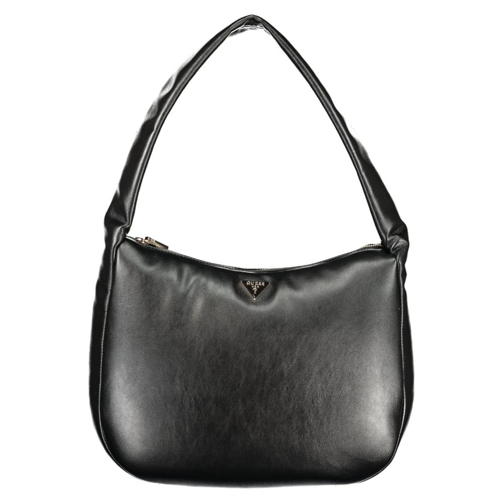 Handbag by Guess Jeans for women in polyurethane black features a signature silhouette, showcasing a secure zipper and signature external-pockets & internal-pockets with versatile handle for a sophisticated look.