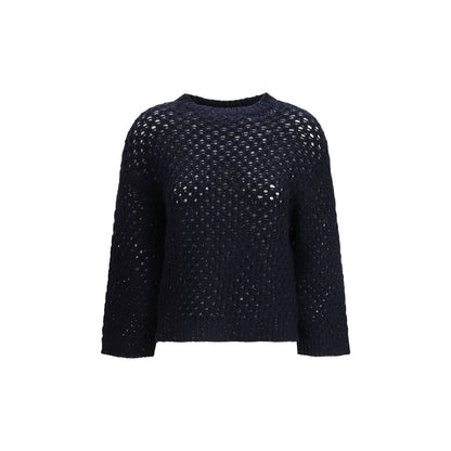 Sweatshirt by Fabiana Filippi for women in polyester capra leather & wool black features an provocated silhouette, detailed with a provocated and a refined crew neckline for a sophisticated aesthetic.