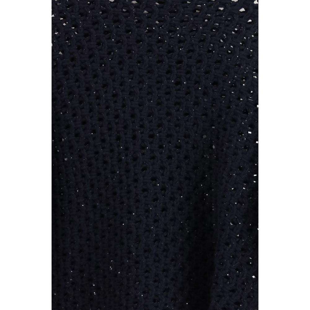 Sweatshirt by Fabiana Filippi for women in polyester capra leather & wool black features an provocated silhouette, detailed with a provocated and a refined for a sophisticated aesthetic.