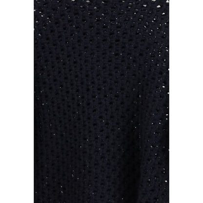 Sweatshirt by Fabiana Filippi for women in polyester capra leather & wool black features an provocated silhouette, detailed with a provocated and a refined for a sophisticated aesthetic.