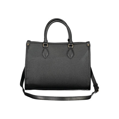 Handbag by Mario Valentino for women in polyurethane black features a refined silhouette, showcasing a secure zipper, organized , and versatile shoulder-strap, handle, adjustable-strap & detachable-strap for a refined finish.